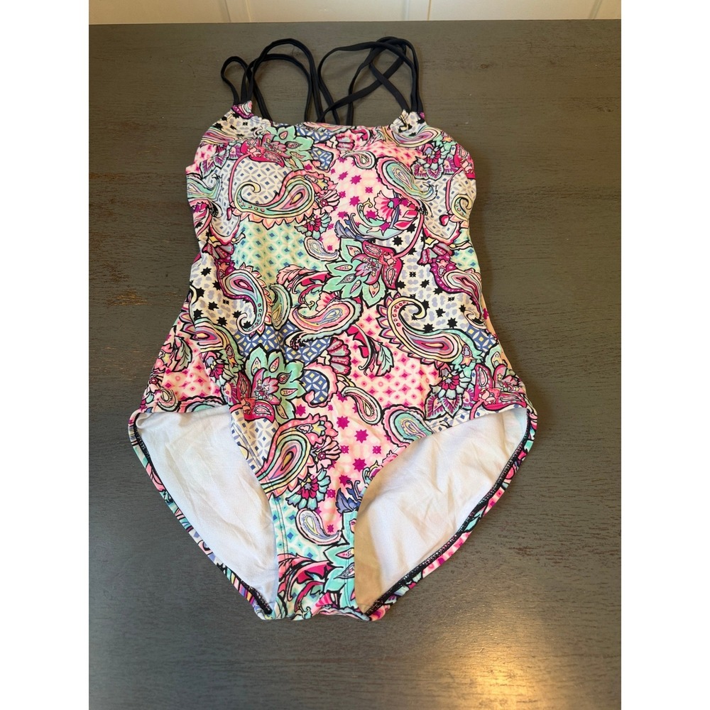 Catalina Womens One Piece Swimsuit XL 16-18 Paisley Multi-Strap Back Swimwear